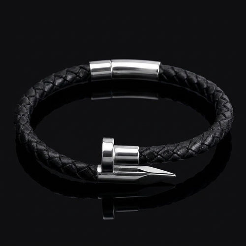 Black Leather Nail Bracelet