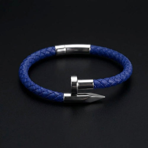 Royal Blue Leather Nail Bracelet
