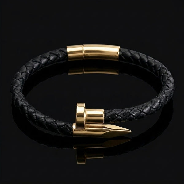 Black Leather Nail Bracelet