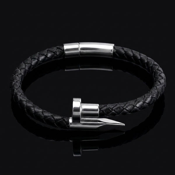 Black Leather Nail Bracelet