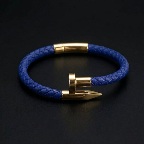 Royal Blue Leather Nail Bracelet