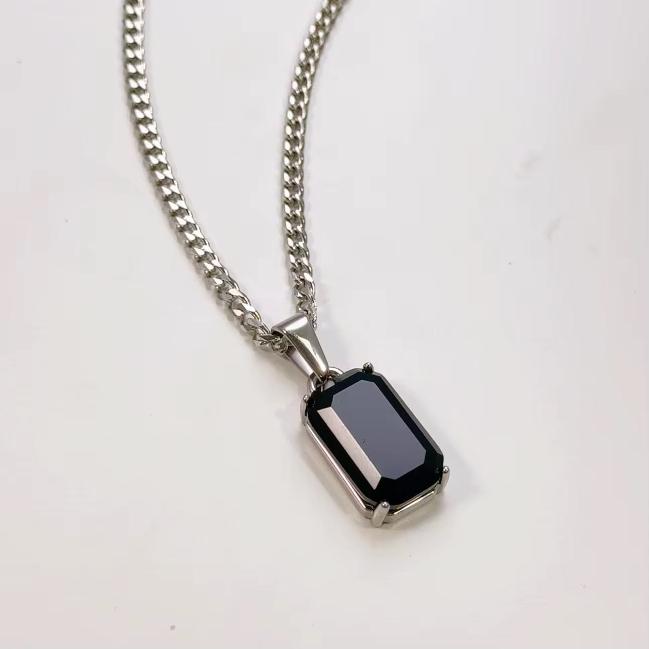 Midnight Edge Silver Necklace