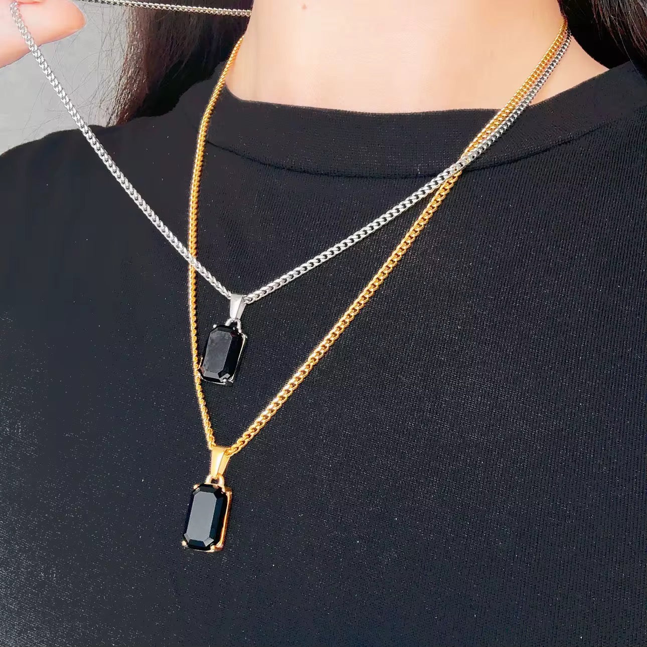 Midnight Edge Silver Necklace