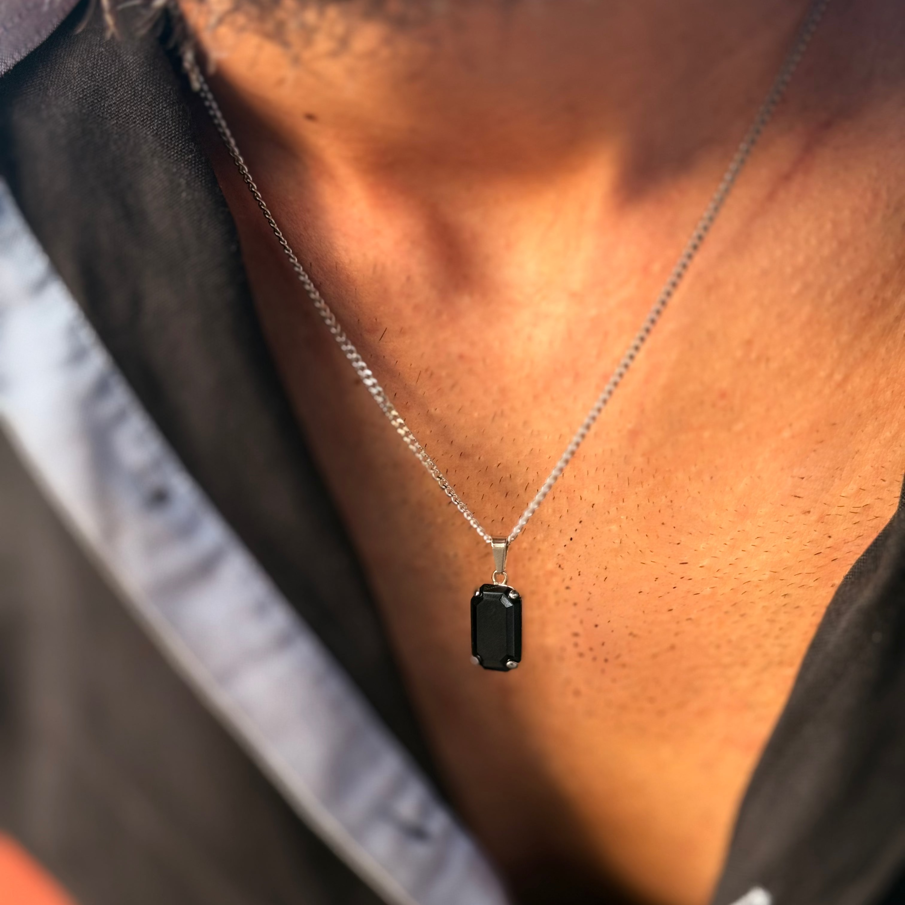 Midnight Edge Silver Necklace